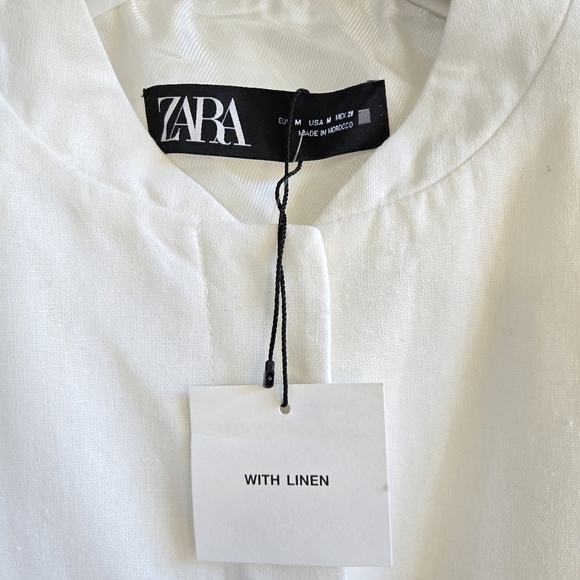 New Zara Oversized Linen Blend White Bomber Jacket Blogger Favorite NWT Medium - Picture 14 of 16